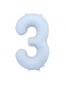 Balão Número 3 Azul Bebé